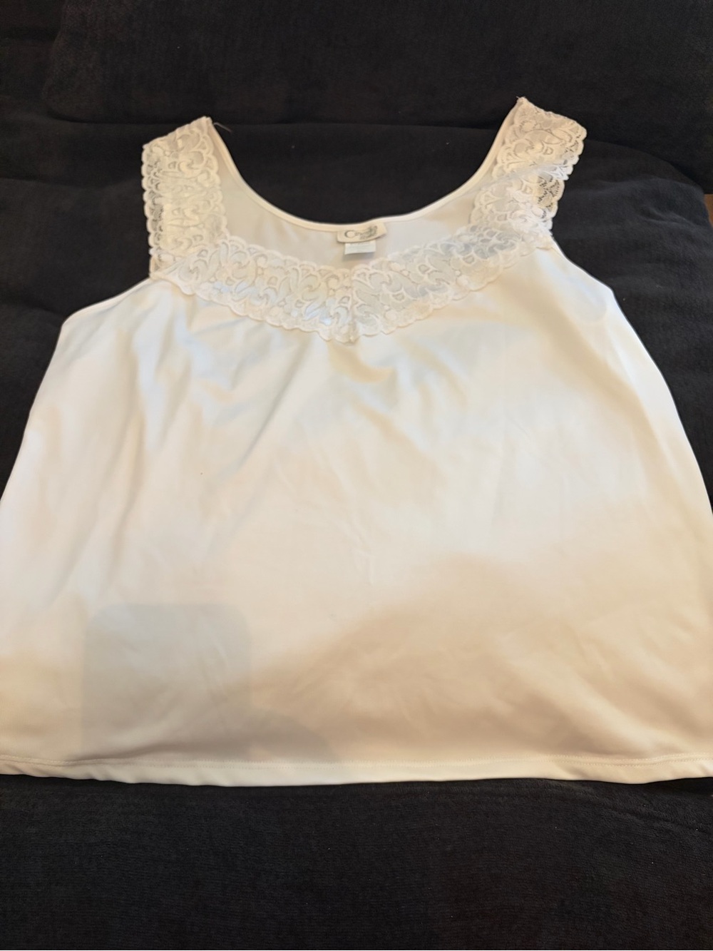 Lace-Trim White Tank Top for Women
